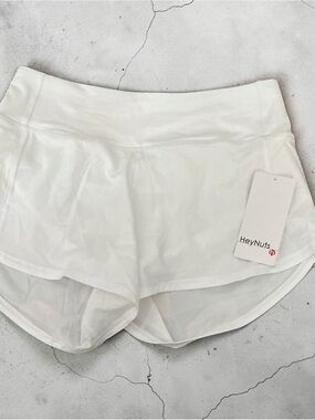 Hey nuts Women's White Athletic Shorts w/ liner. Activewear athleisure running